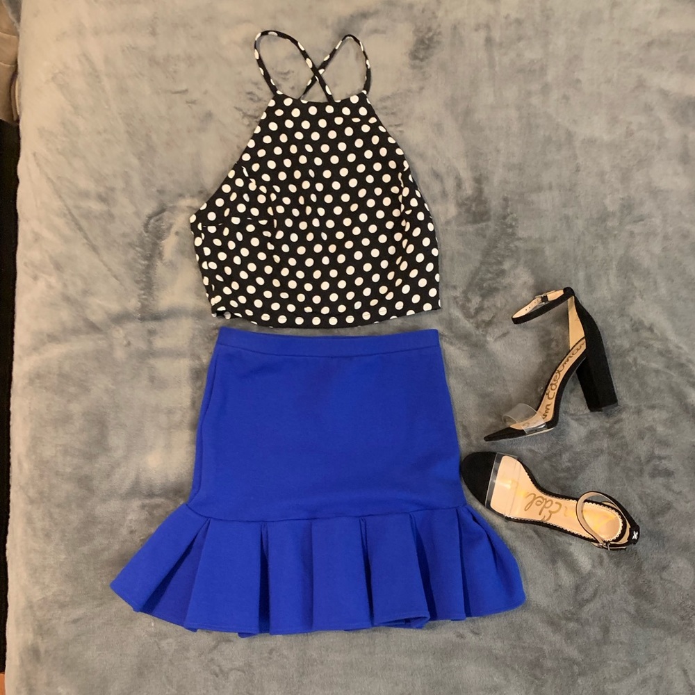 NWT, Amour Vert Blue Mini Skirt, Size S